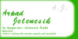 arpad jelencsik business card